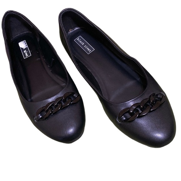 Ballet Flats Rivet with Chain Link Slip-Ons Women’s Black Size 10 “ Alec… - Picture 8 of 11
